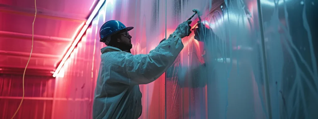 a professional painter meticulously restoring the faded paint of a storage unit, enhancing its visual appeal and preserving its integrity.