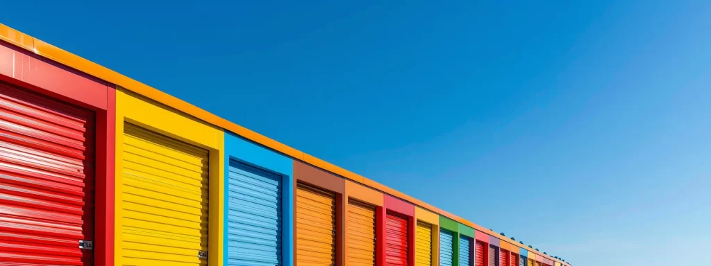 a vibrant storage facility painted in a glossy finish stands out against a clear blue sky, showcasing a brand's commitment to quality and durability.